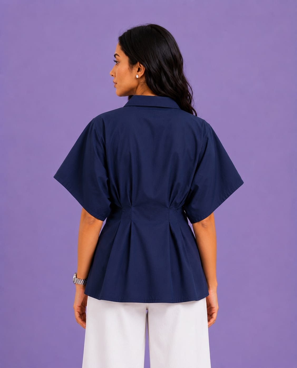 PLEATED PEPLUM SHIRT