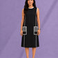 WOMEN SLEEVELESS PATCH POCKET DRESS