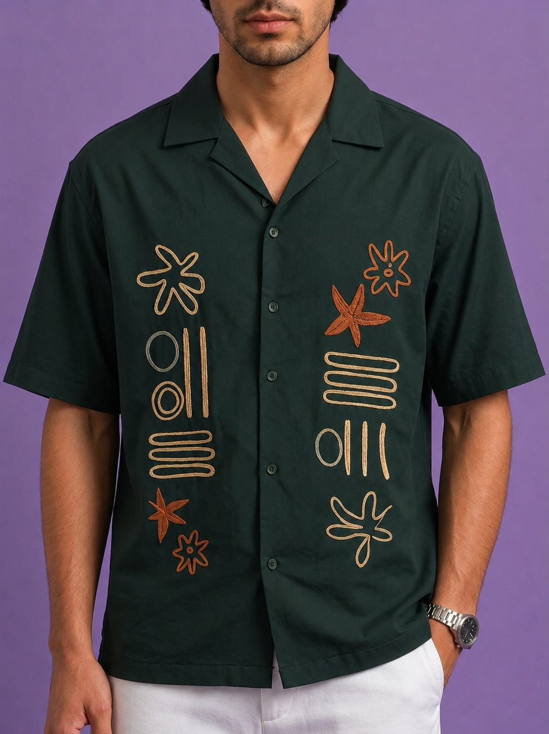 ABSTRACT SYMBOL CUBAN SHIRT