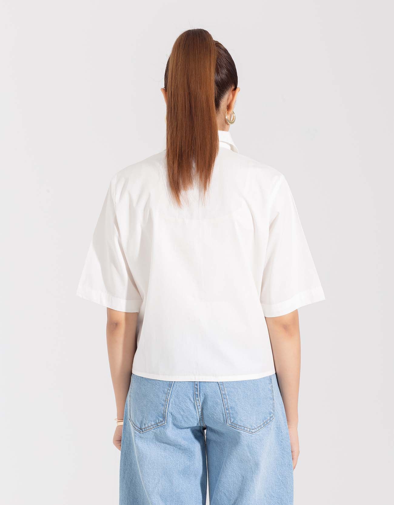 CROPPED PATCH POCKET SHIRT