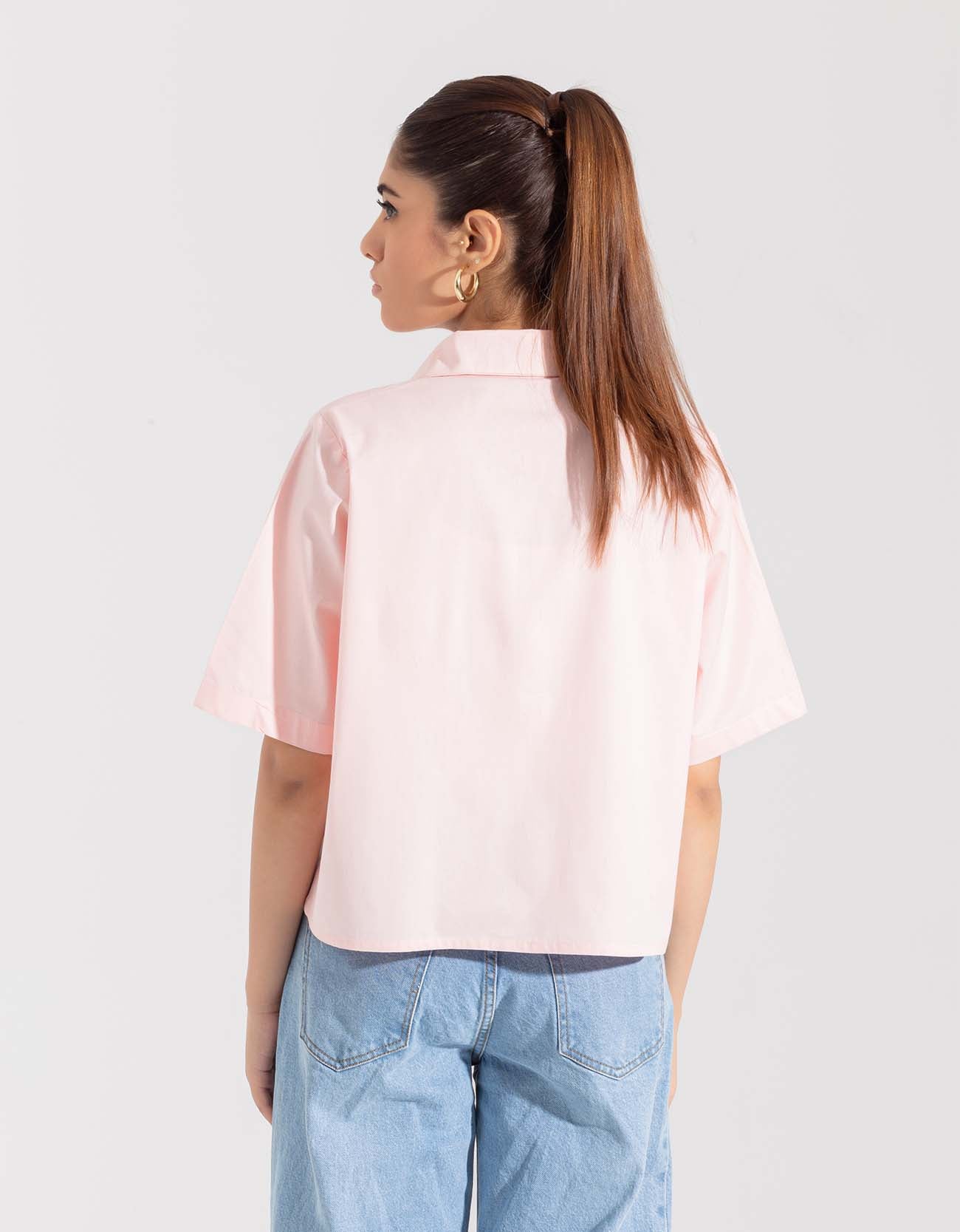 CROPPED PATCH POCKET SHIRT