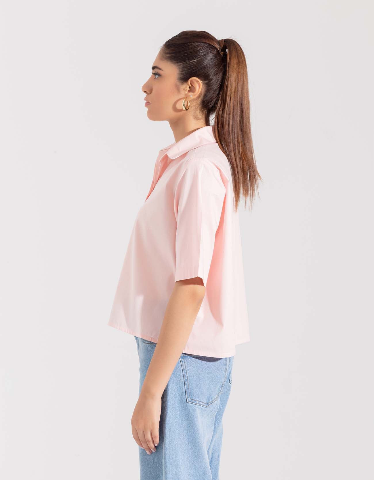 CROPPED PATCH POCKET SHIRT