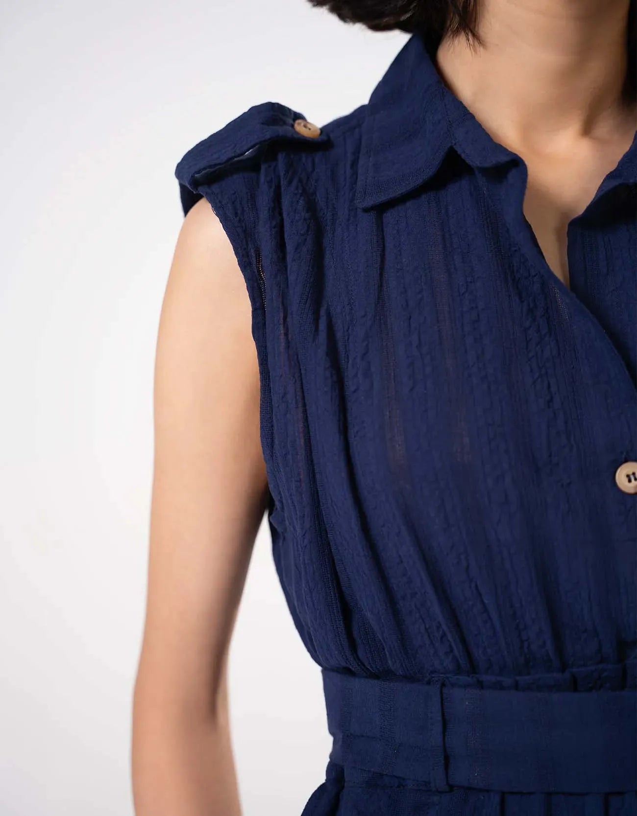 TEXTURED BUTTON DOWN DRESS