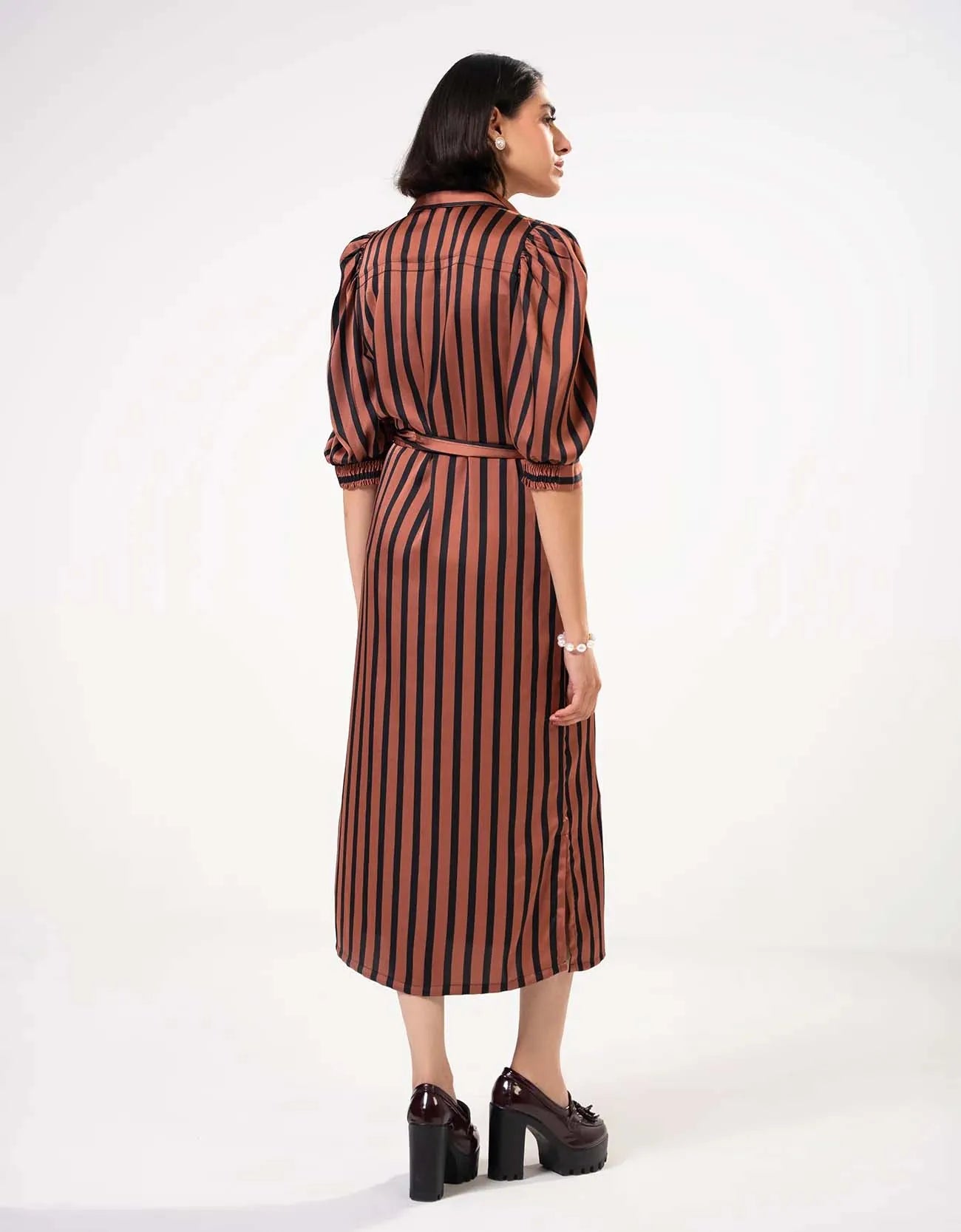 STRIPED BUTTON DOWN DRESS