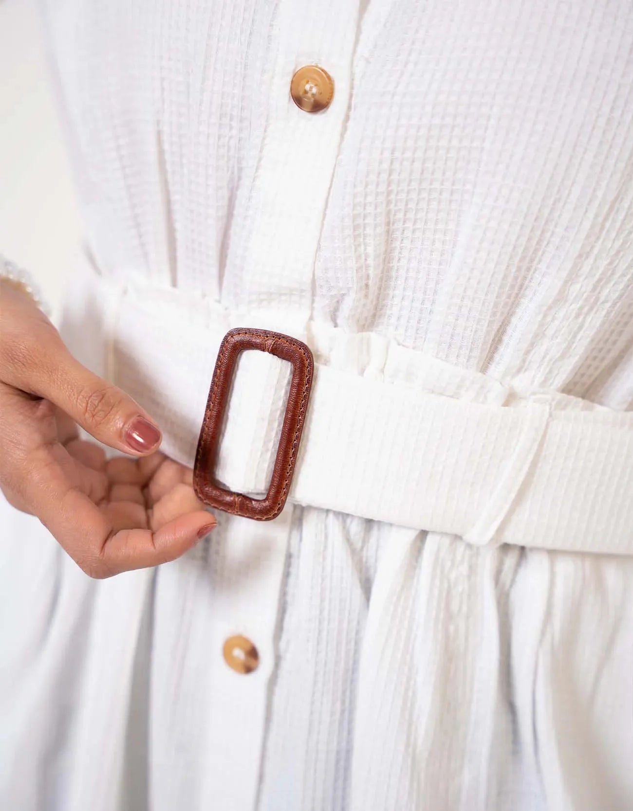 TEXTURED BUTTON DOWN DRESS