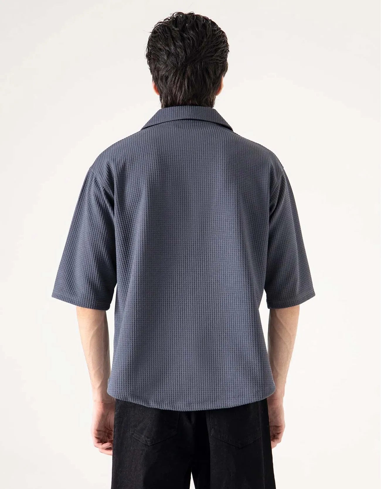CAMP COLLAR WAFFLE HALF SLEEVES SHIRT