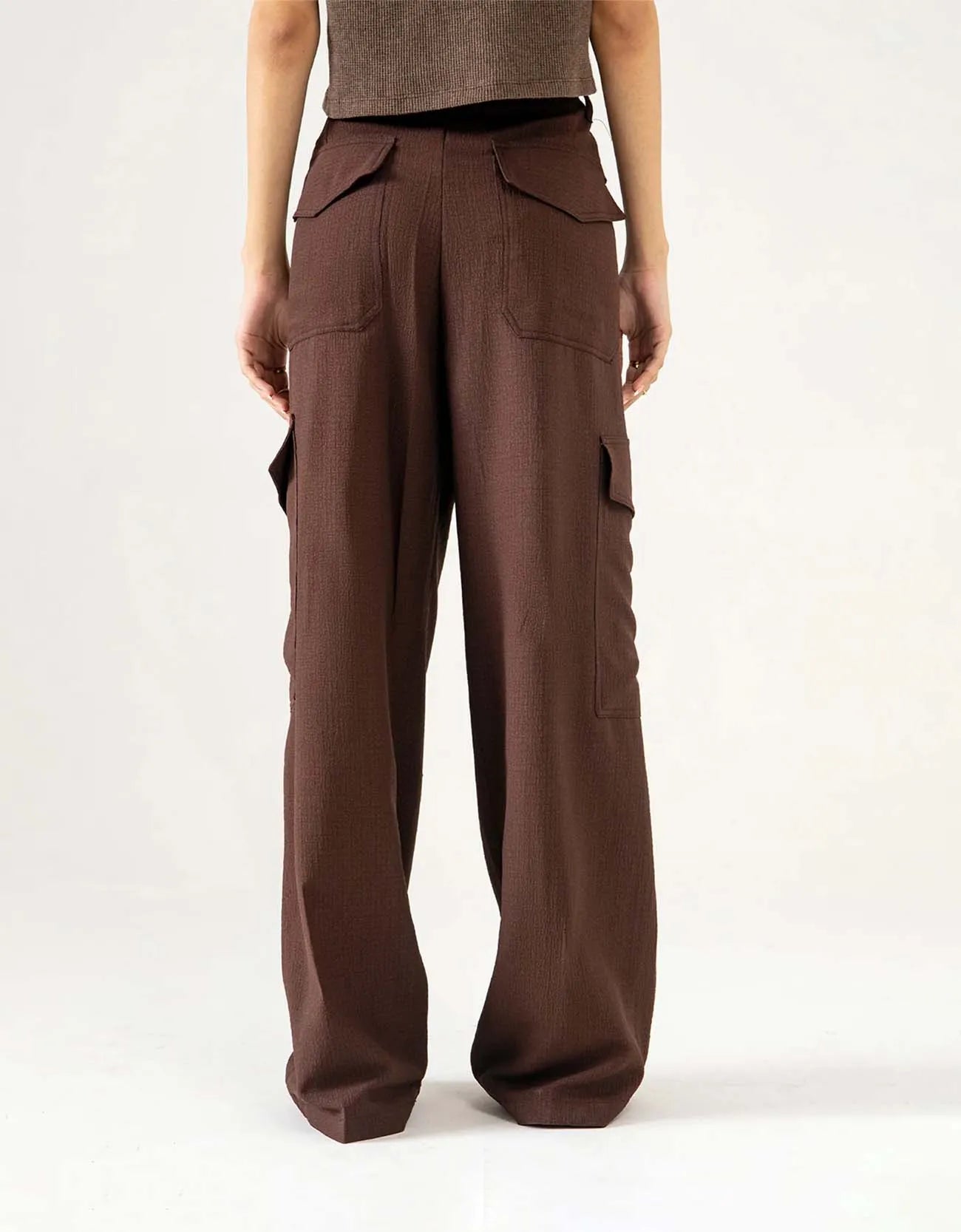 TEXTURED CARGO WIDELEG PANTS