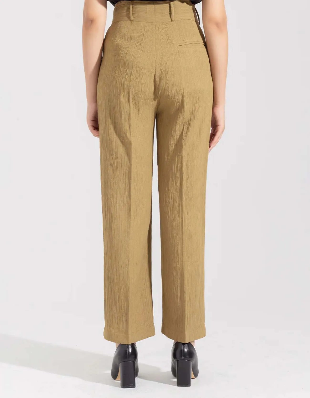 TEXTURED WIDE LEG PANTS