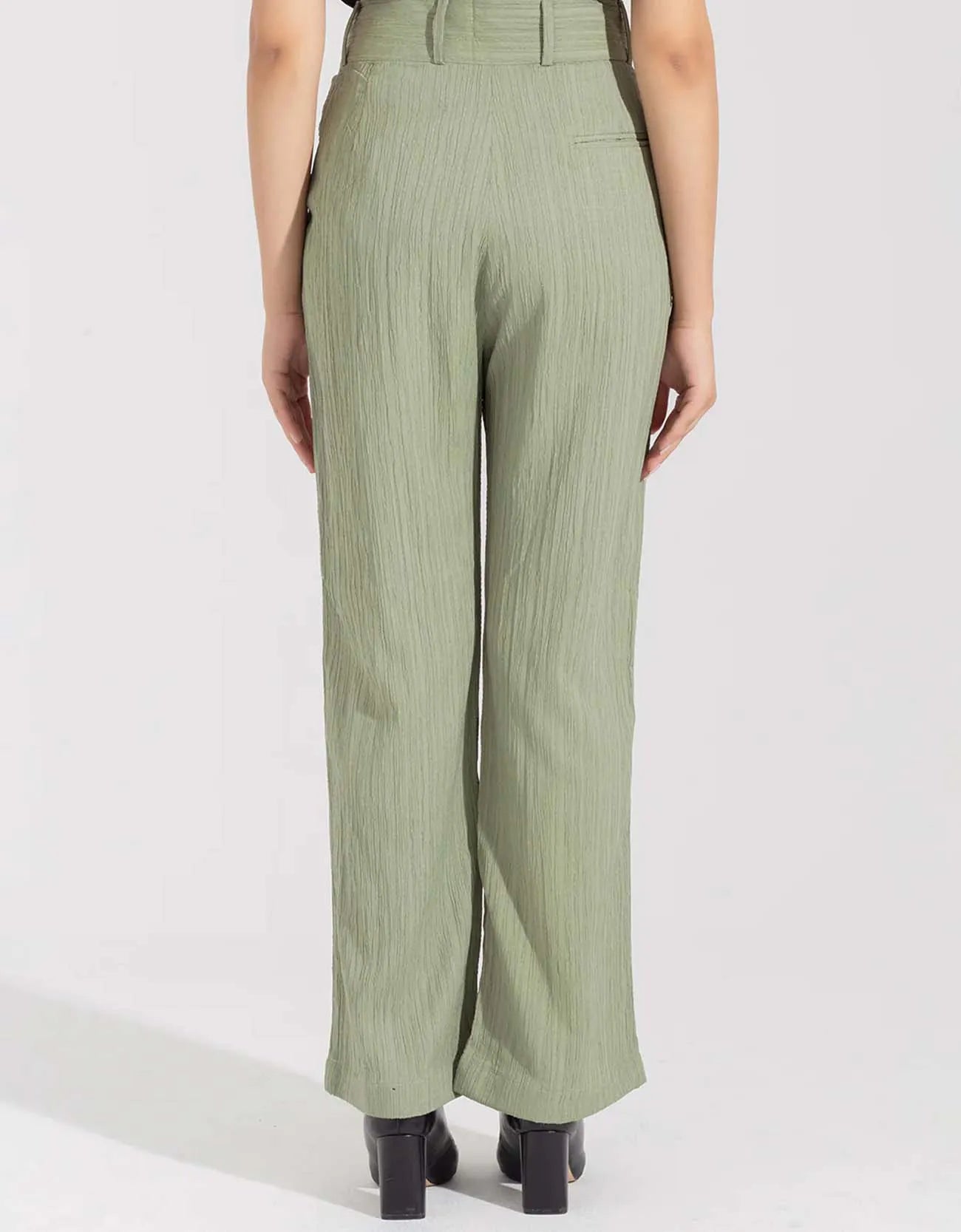 TEXTURED WIDE LEG PANTS