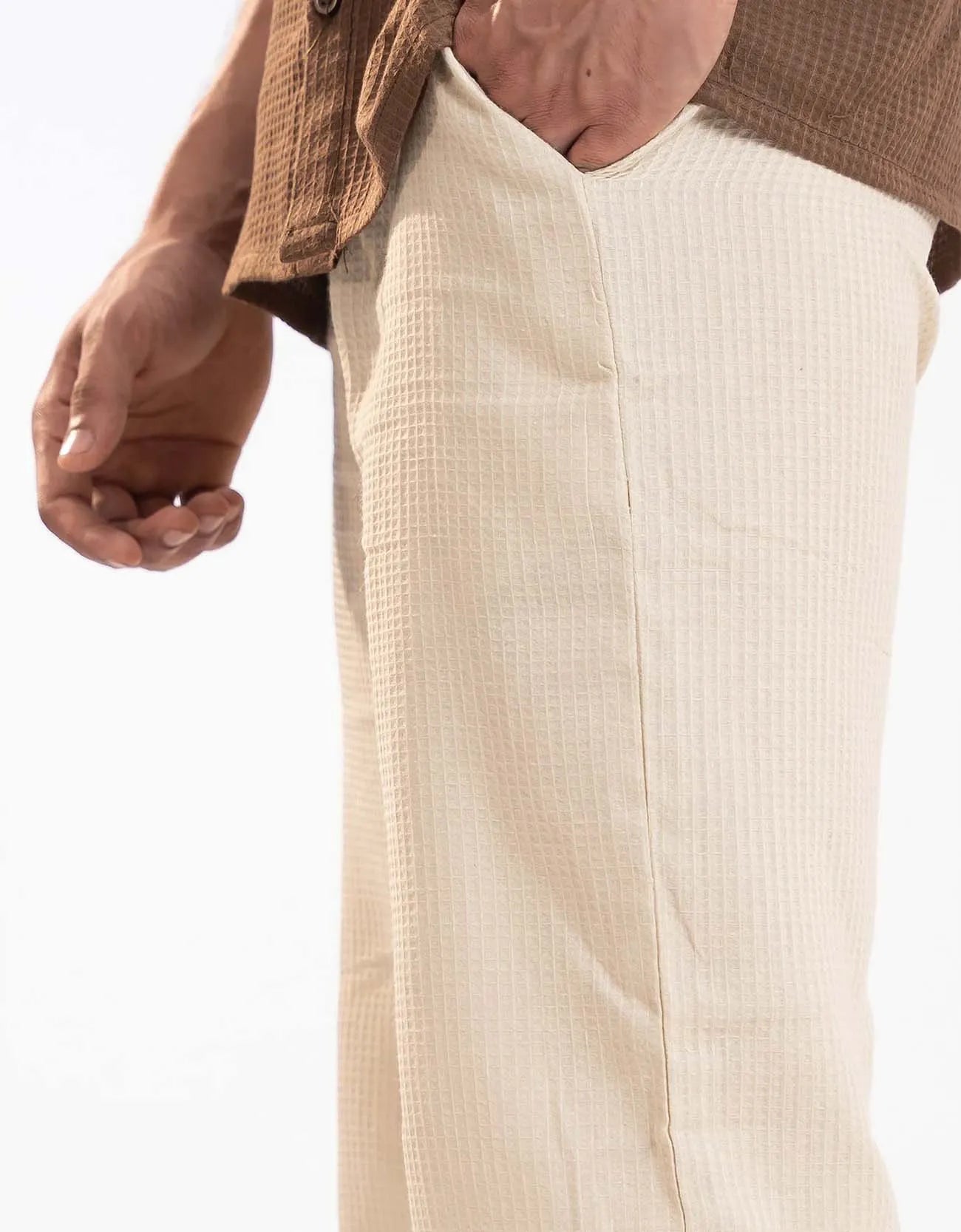 WAFFLE TEXTURED RELAXED PANTS