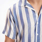 TEXTURED STRIPED CAMP COLLAR SHIRT