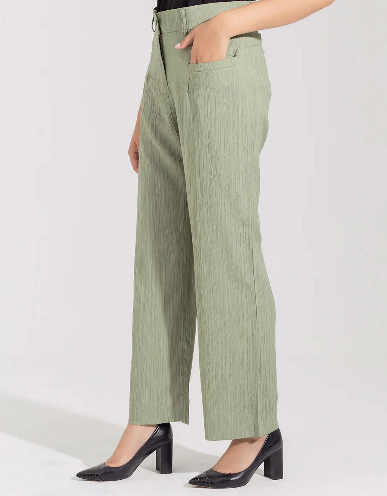 TEXTURED WIDE LEG PANTS
