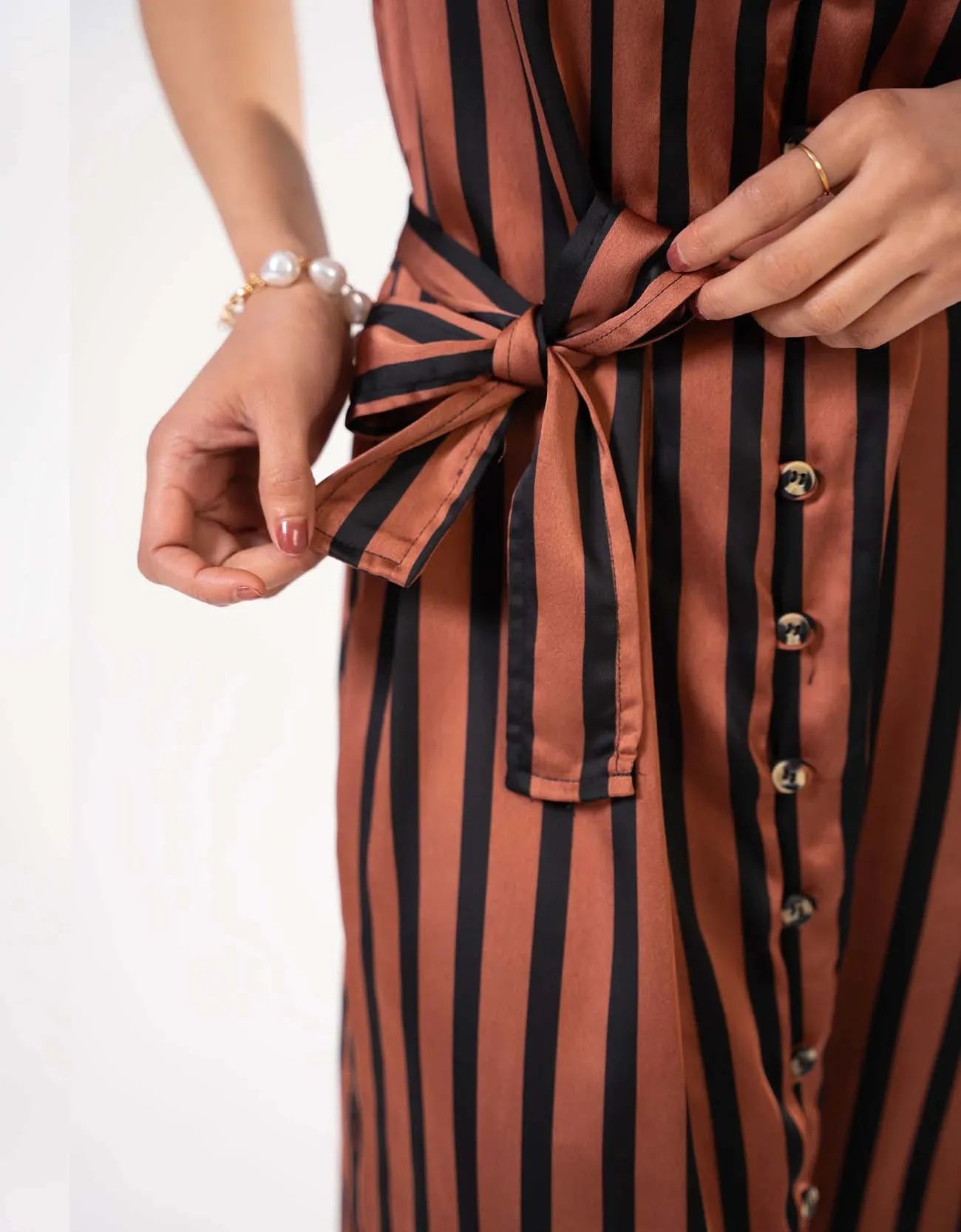 STRIPED BUTTON DOWN DRESS