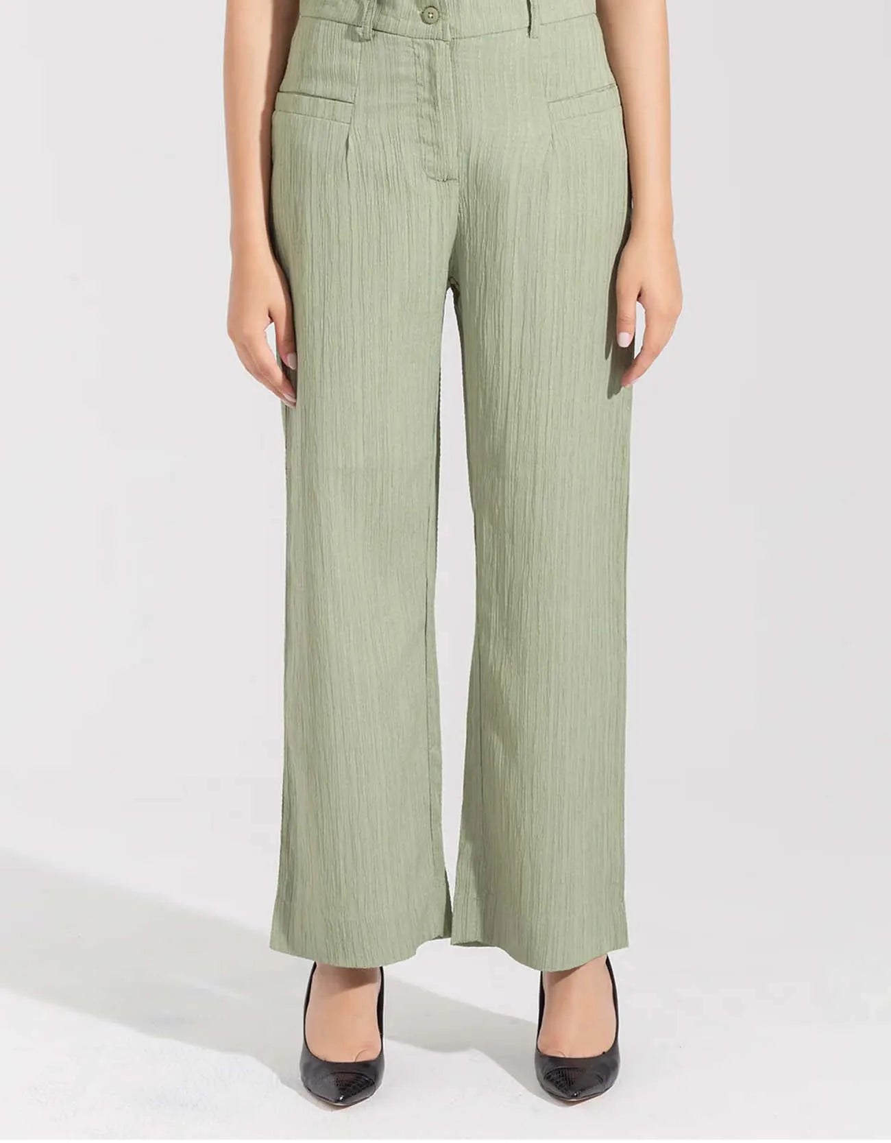 TEXTURED WIDE LEG PANTS