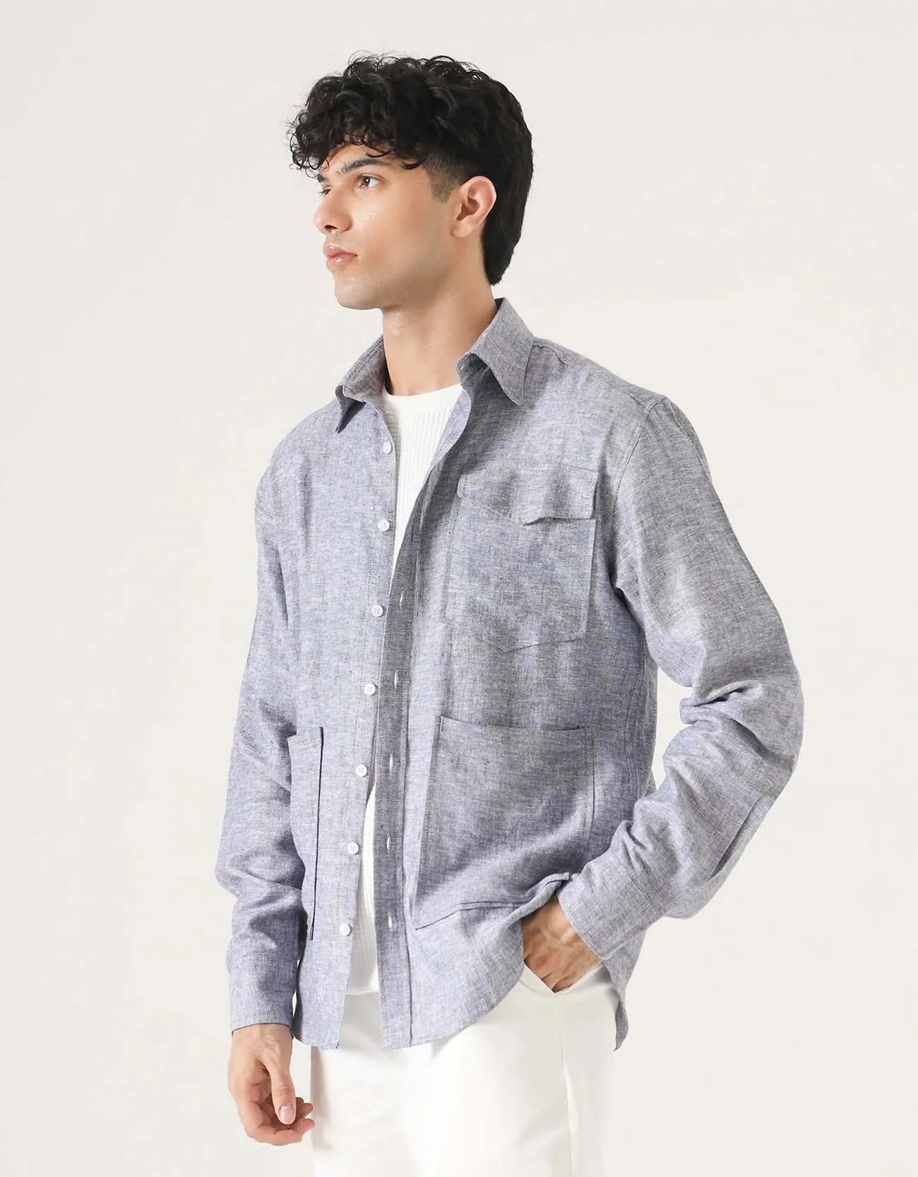 TRIPLE POCKET BUTTON DOWN SHIRT