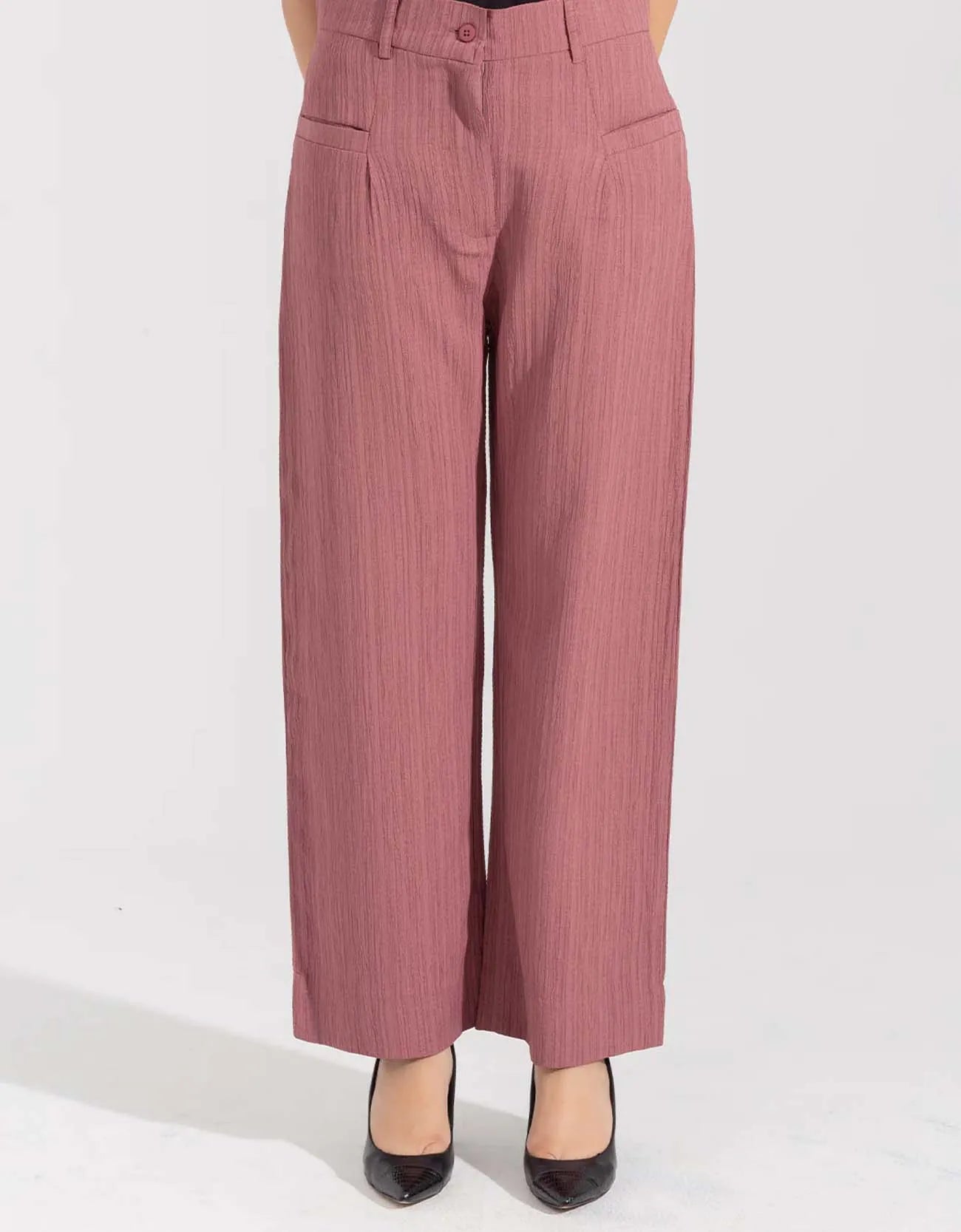 TEXTURED WIDE LEG PANTS
