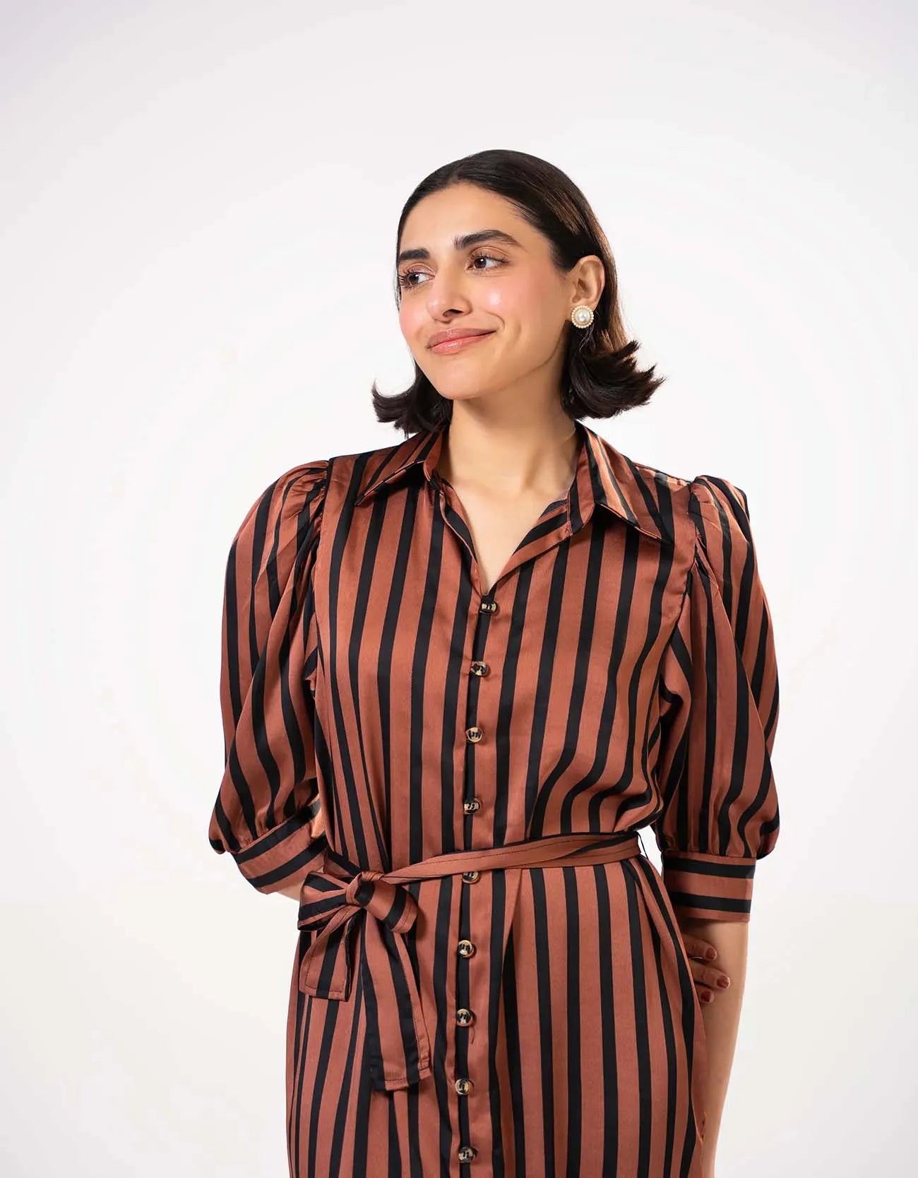 STRIPED BUTTON DOWN DRESS