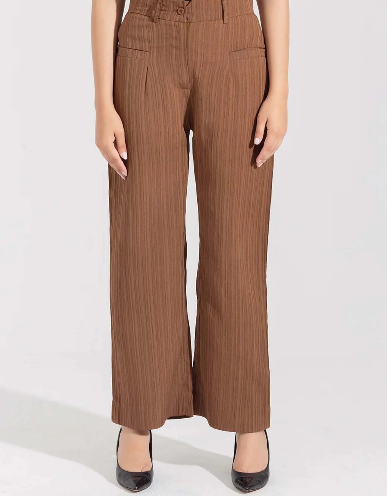 TEXTURED WIDE LEG PANTS