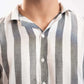 TEXTURED STRIPED CAMP COLLAR SHIRT