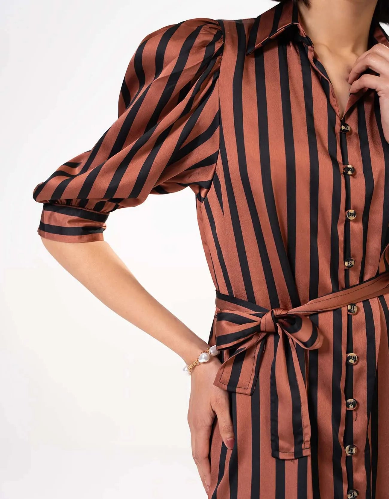 STRIPED BUTTON DOWN DRESS