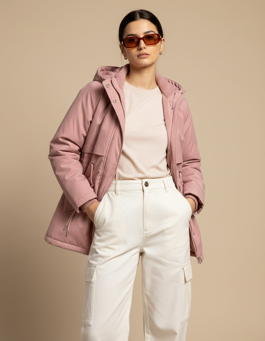 FAUX FUR HOODED PUFFER