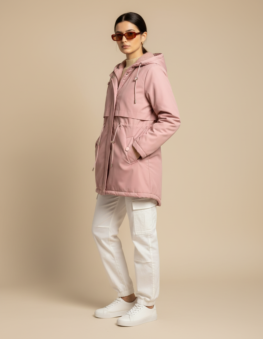 FAUX FUR HOODED PUFFER