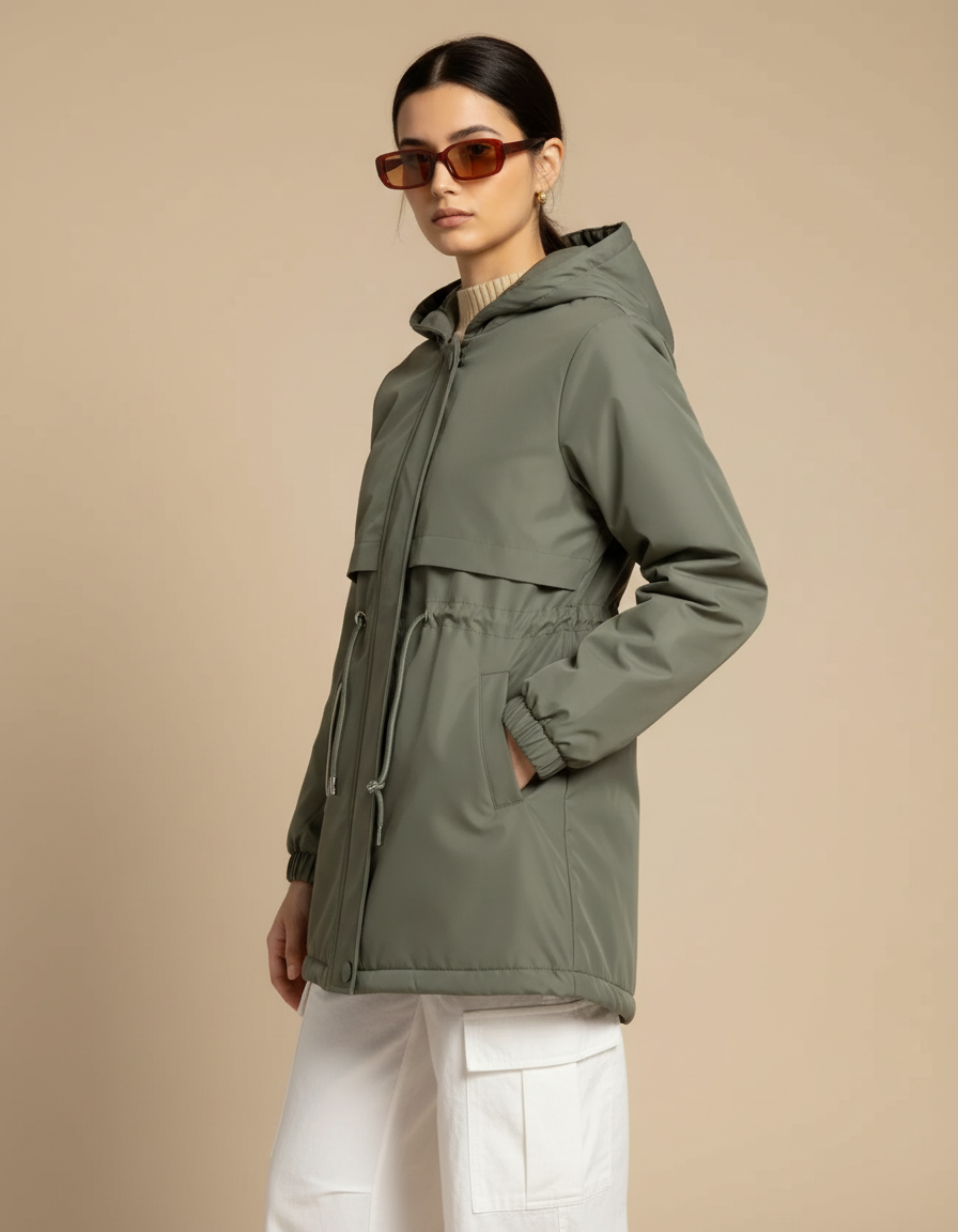 FAUX FUR HOODED PUFFER