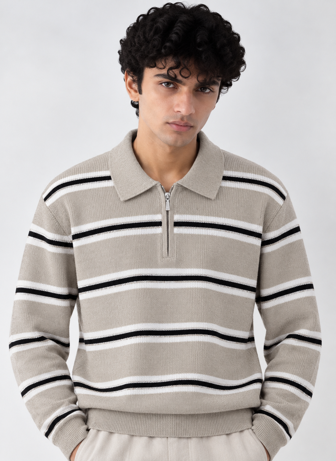 LINEWORK HALF-ZIP POLO Beige