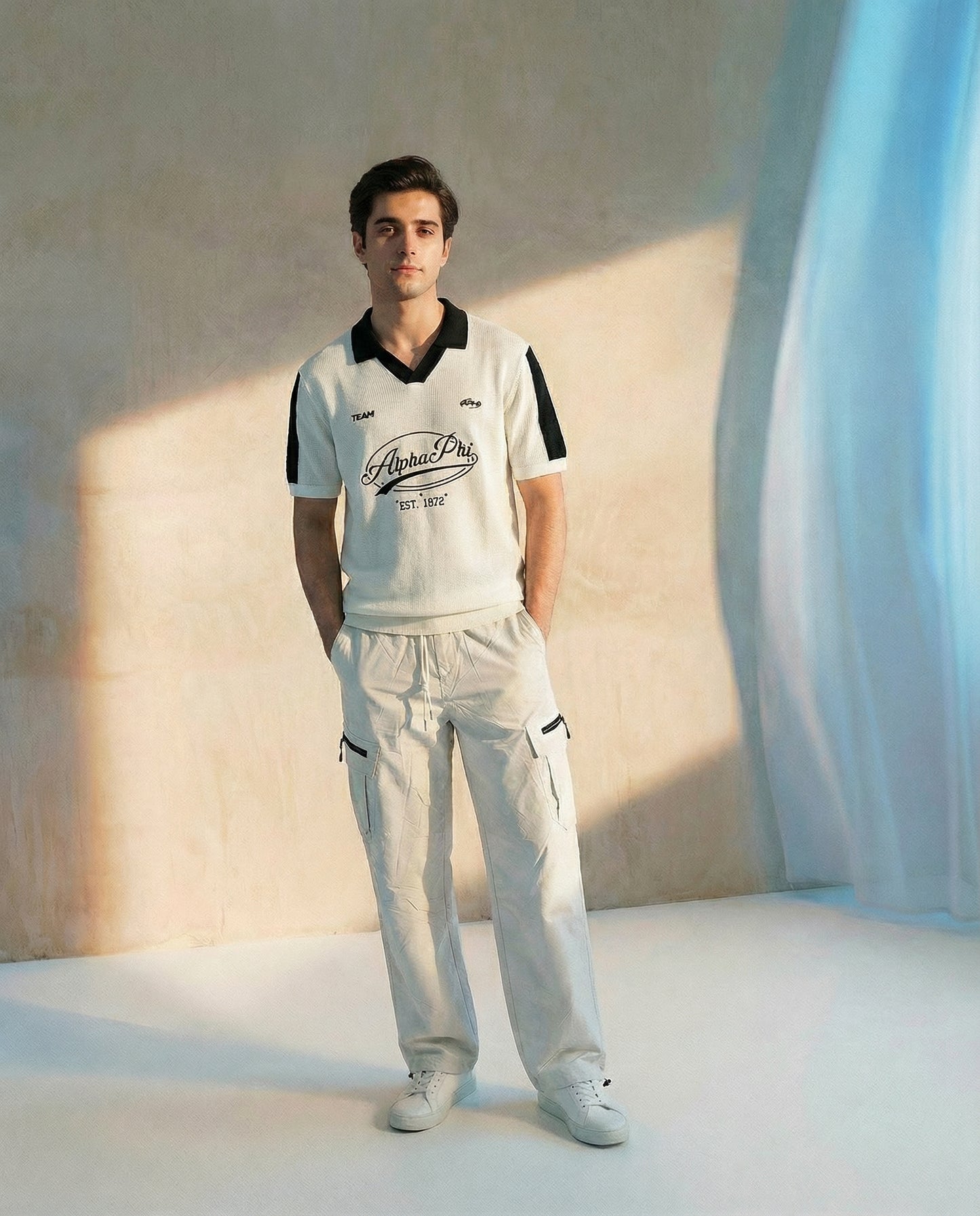 Printed Johnny Collar Polo