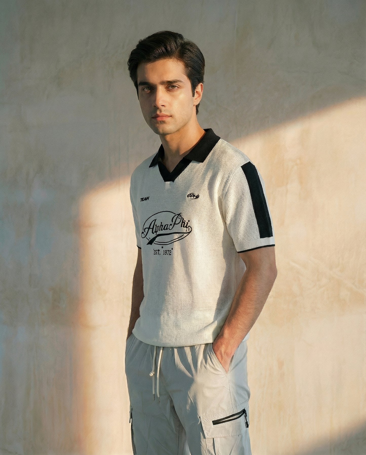 Printed Johnny Collar Polo