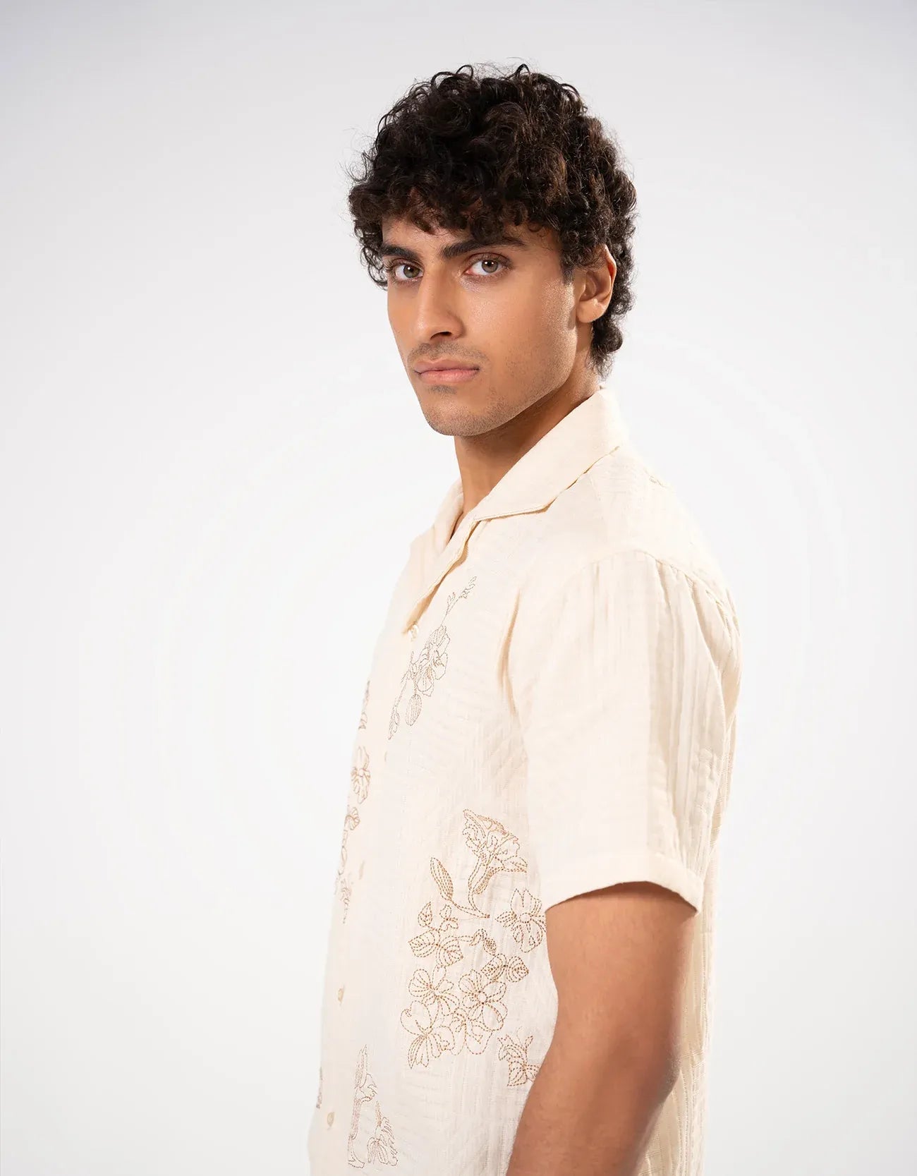 TEXTURED CAMP COLLAR SHIRT