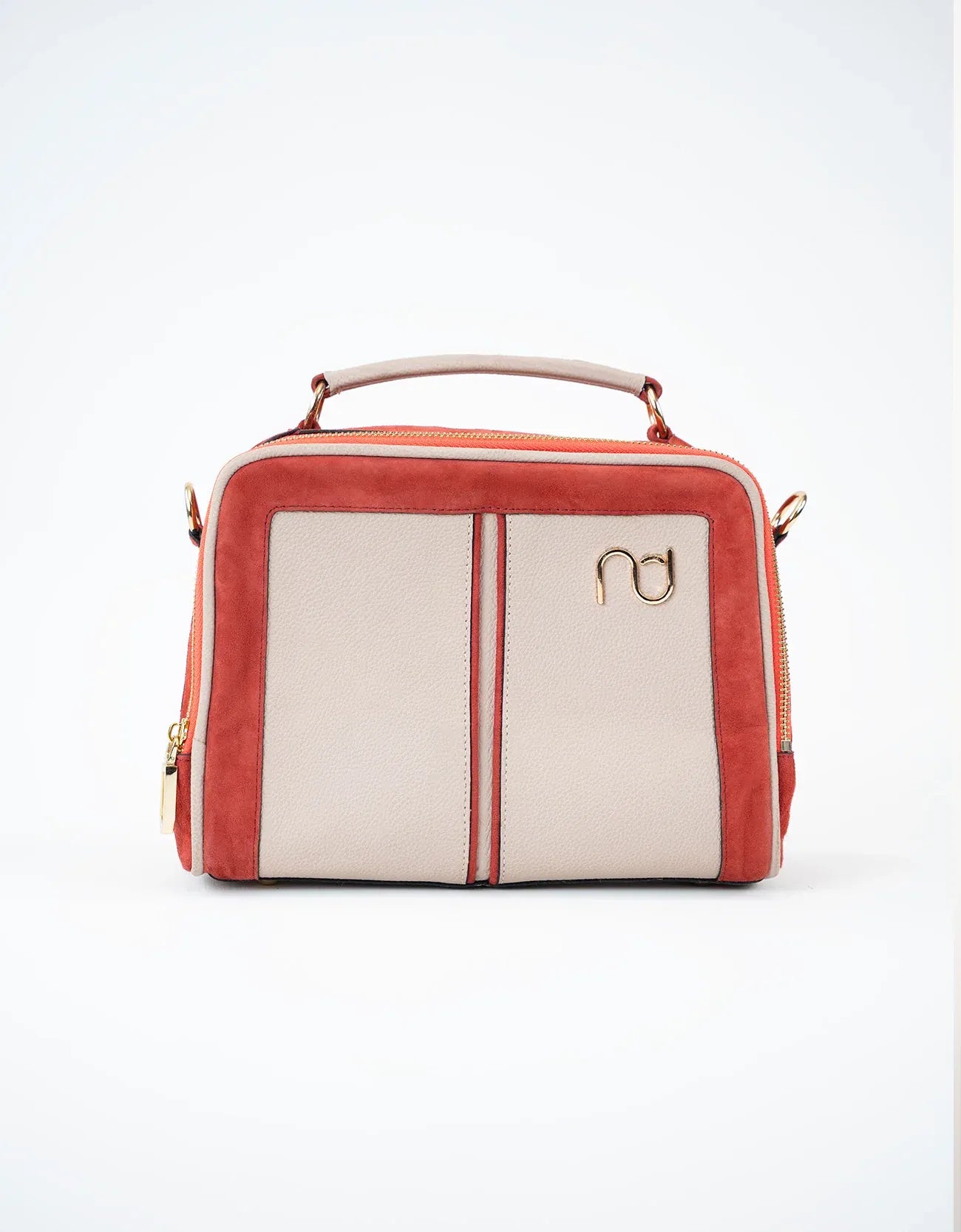 TEXTURED CONTRAST LEATHER CROSSBODY BAG