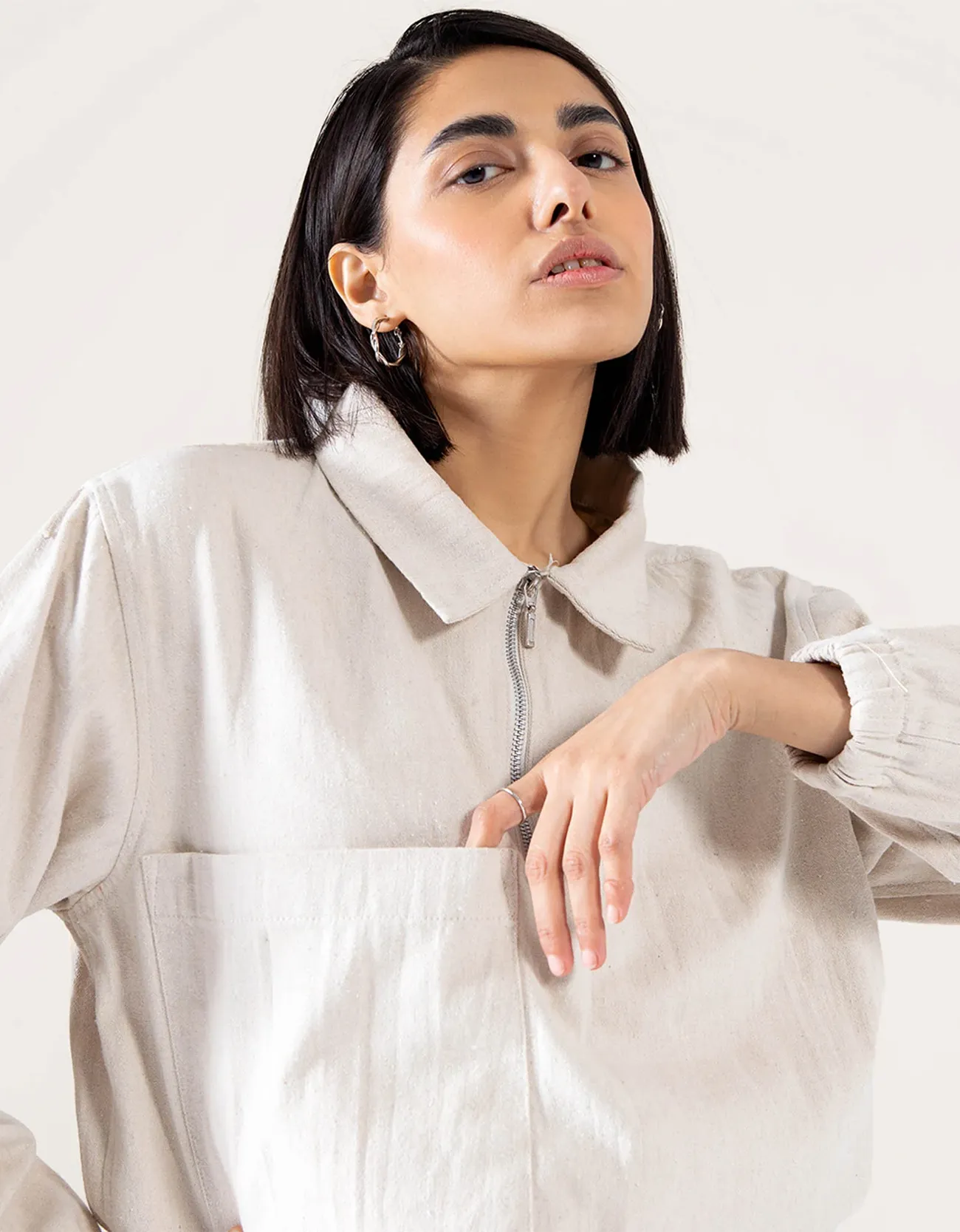 CANVAS POLO QUARTER ZIP SWEATSHIRT