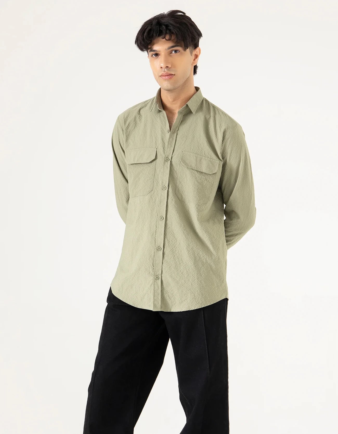 FLAP POCKET TEXTURED SHIRT