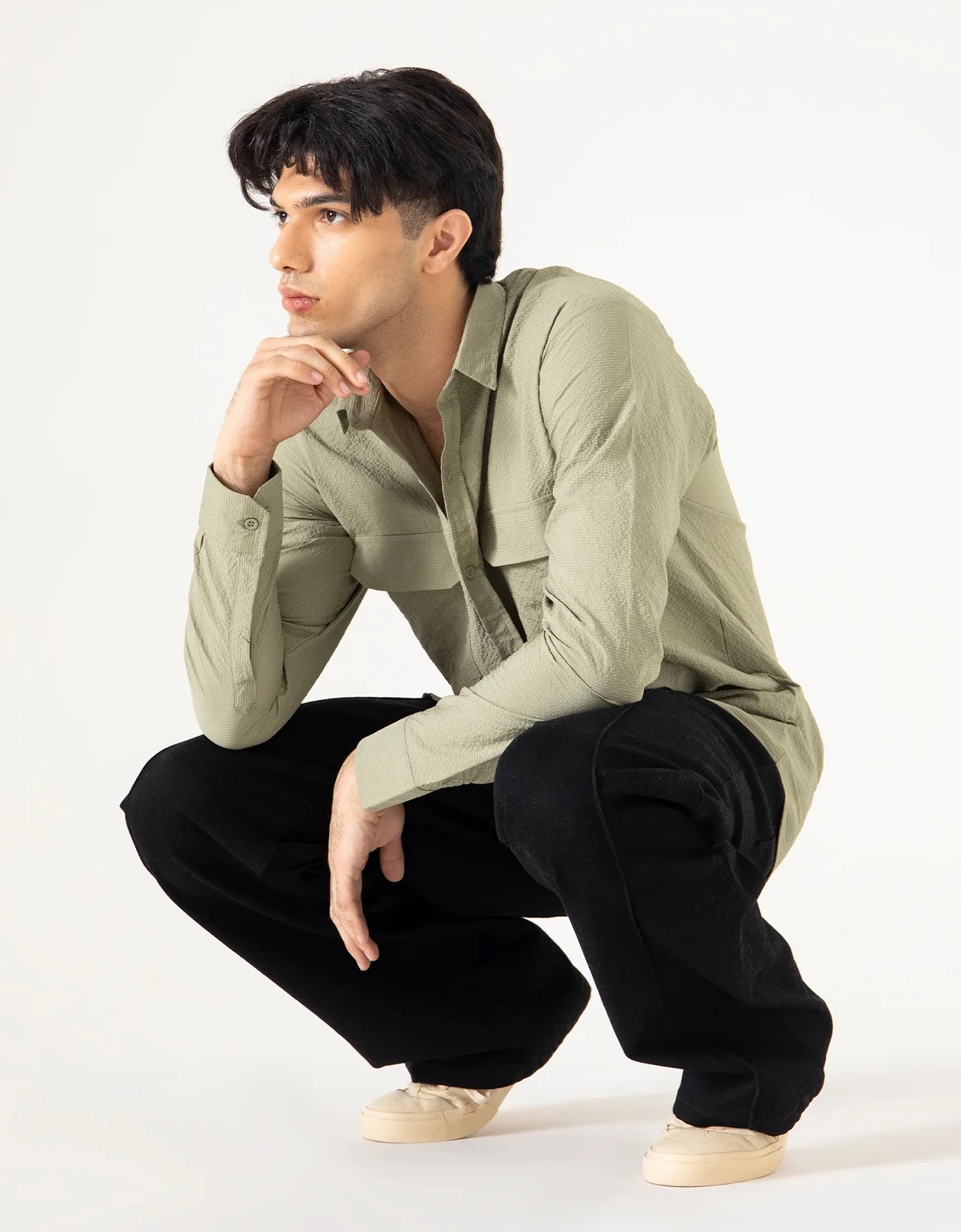 FLAP POCKET TEXTURED SHIRT