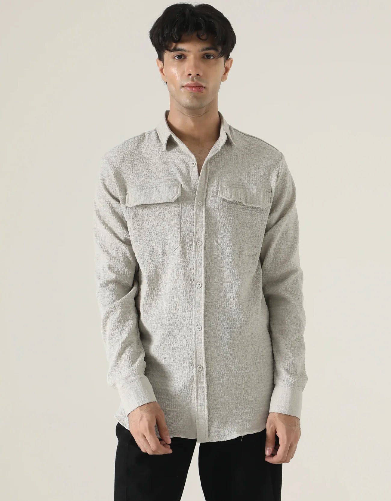 FLAP POCKET TEXTURED SHIRT