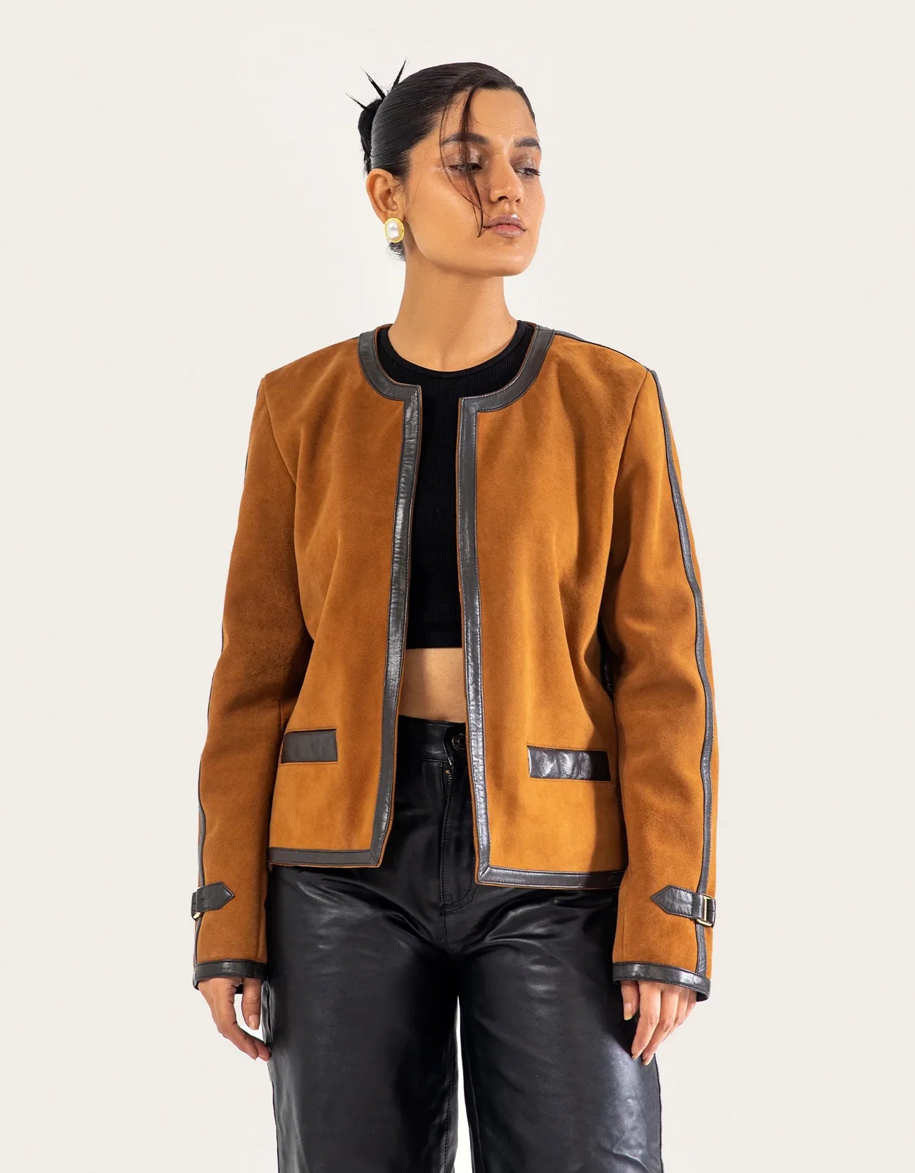 CROPPED SUEDE LEATHER JACKET