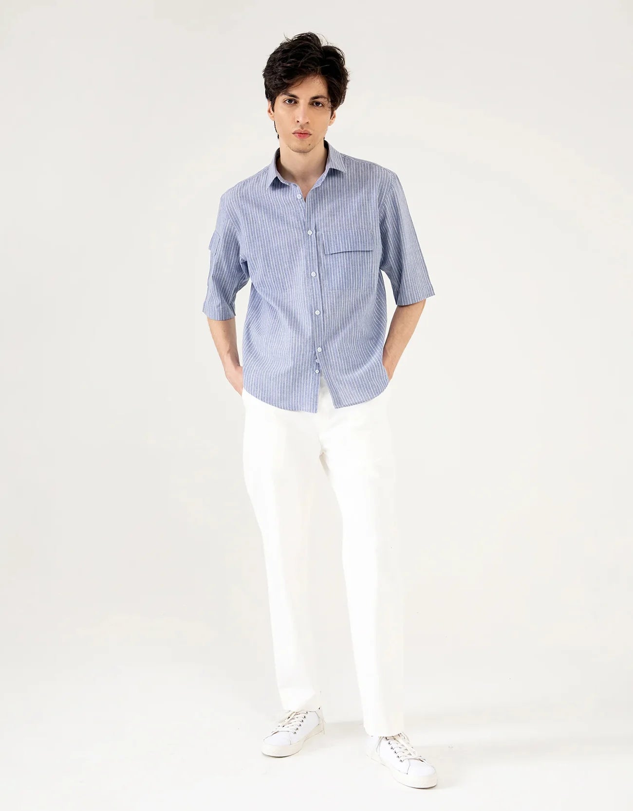 STRIPED PATCH POCKET SHIRT