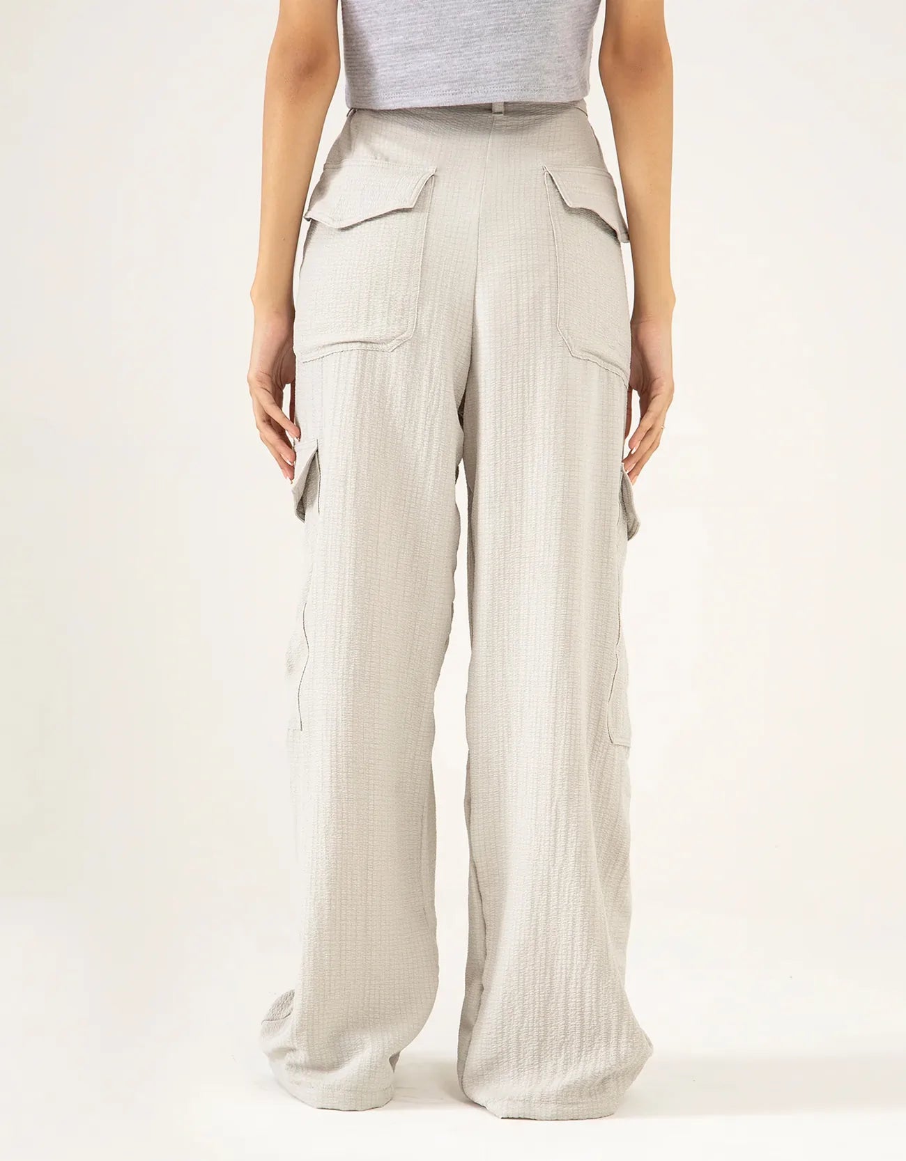 TEXTURED CARGO WIDELEG PANTS