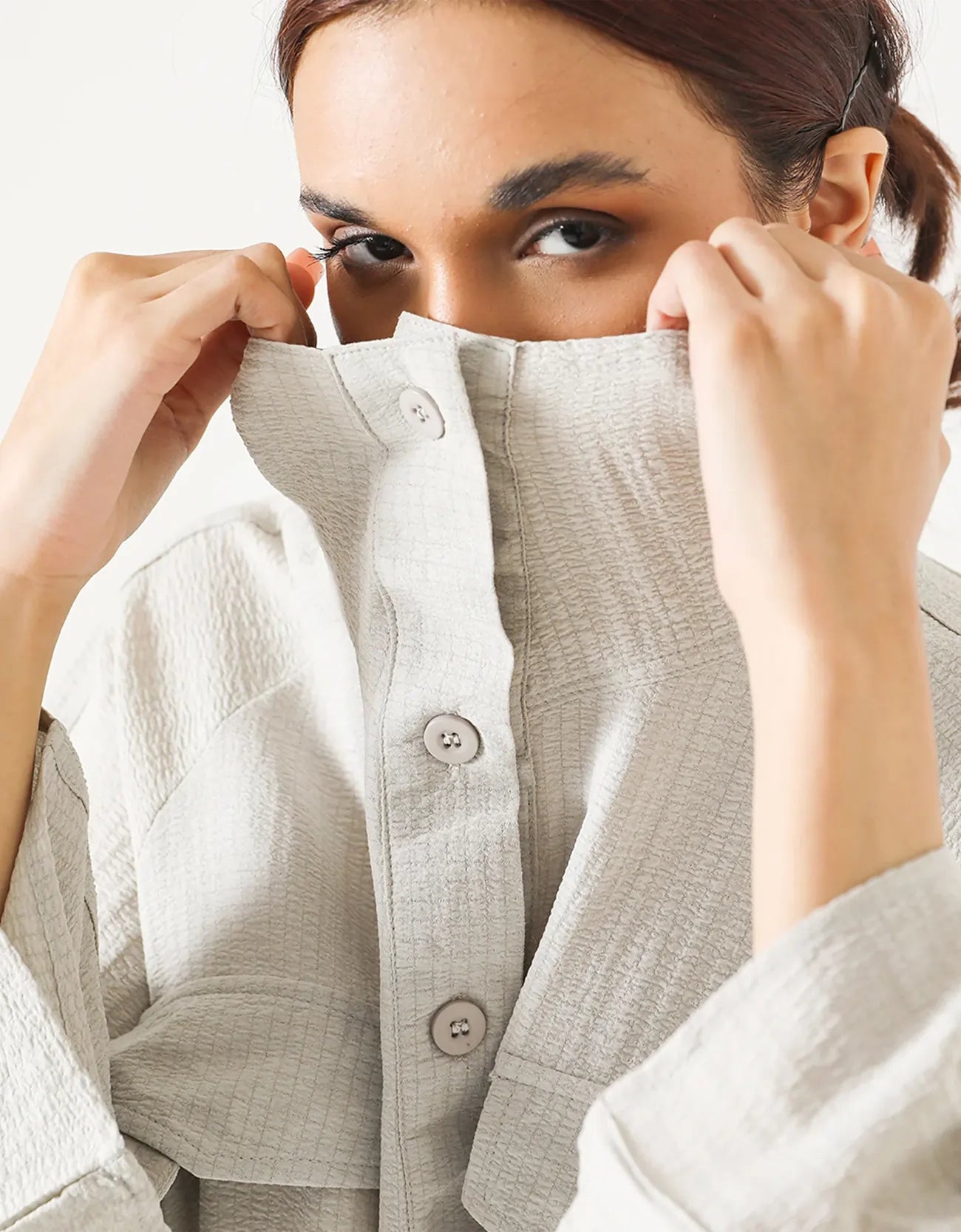 SEER SUCKER STRAIGHT SHACKET