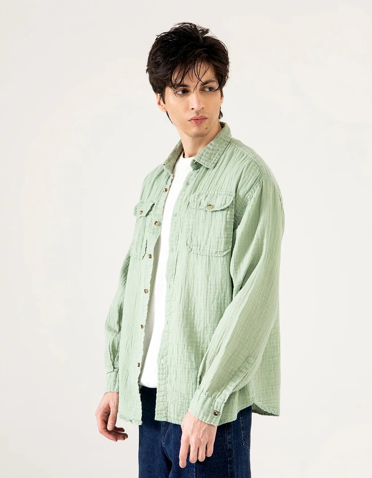 MUSLIN FLAP POCKET SHIRT