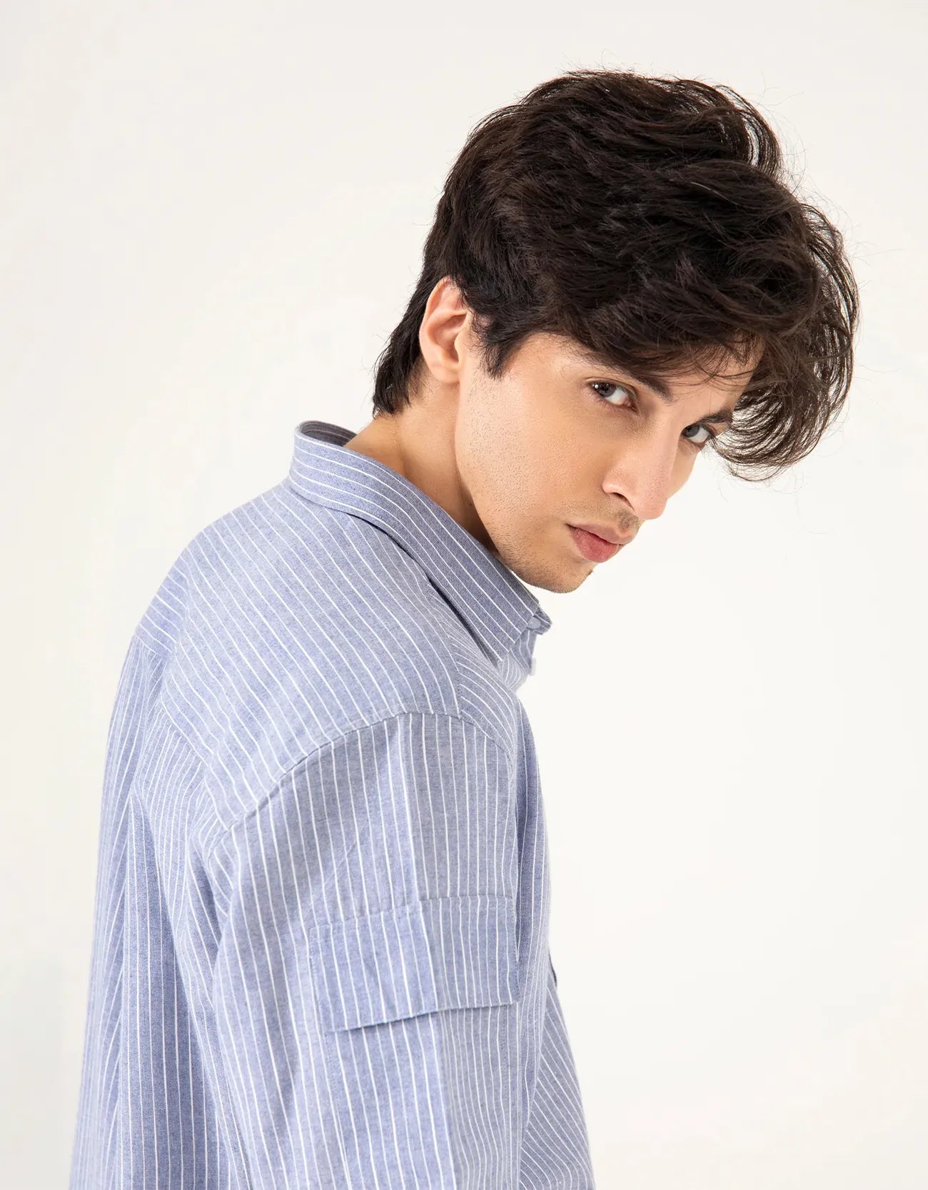 STRIPED PATCH POCKET SHIRT