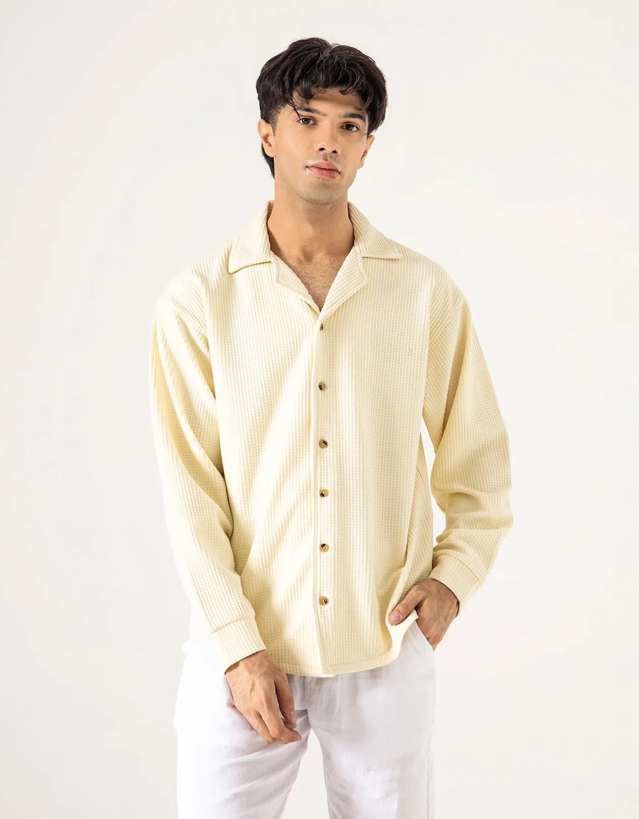 OVERSIZE WAFFLE KNIT SHIRT