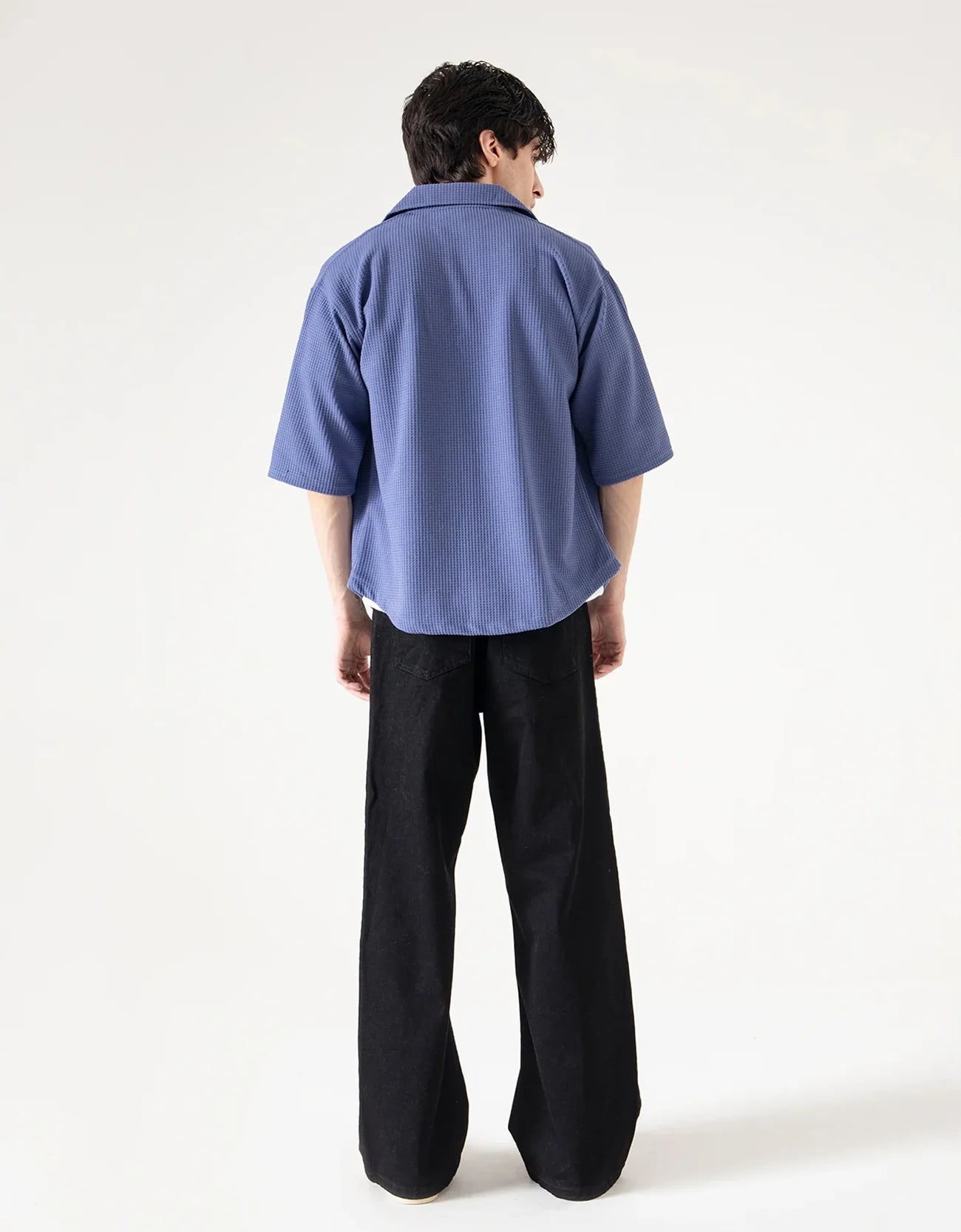 CAMP COLLAR WAFFLE HALF SLEEVES SHIRT