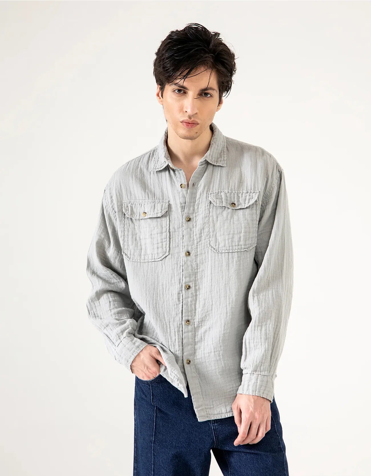 MUSLIN FLAP POCKET SHIRT