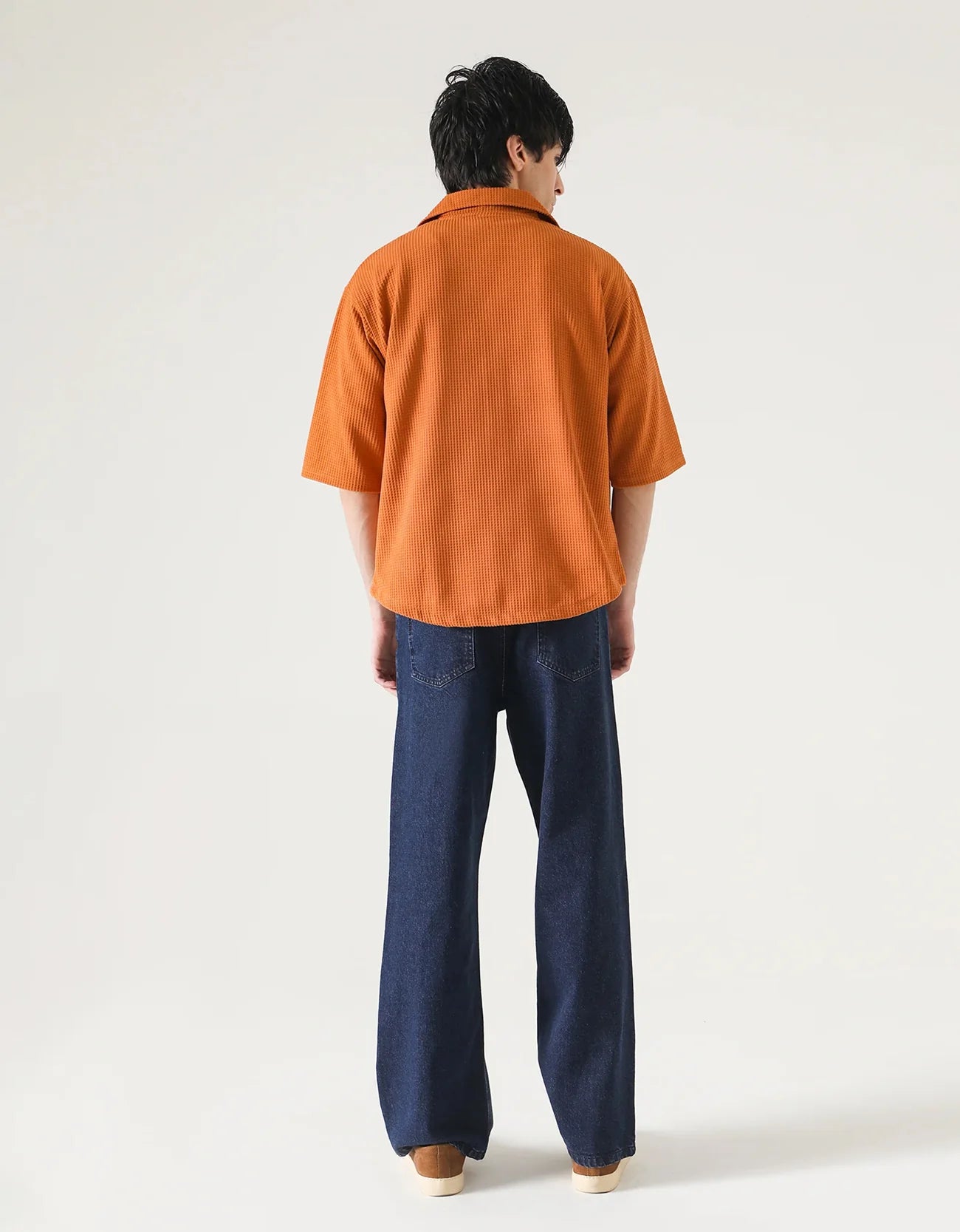 CAMP COLLAR WAFFLE HALF SLEEVES SHIRT