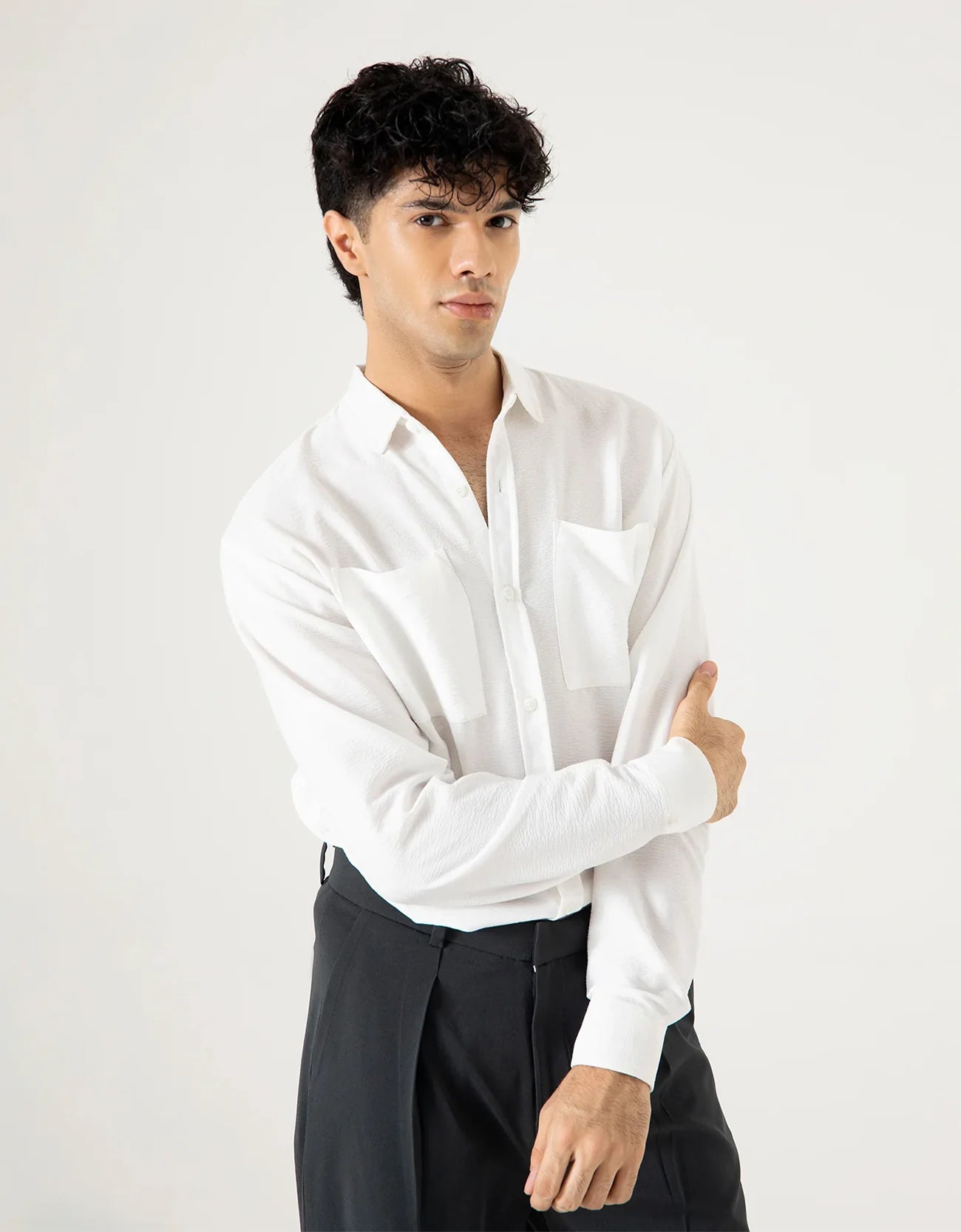 DOUBLE PATCH POCKET TEXTURED SHIRT