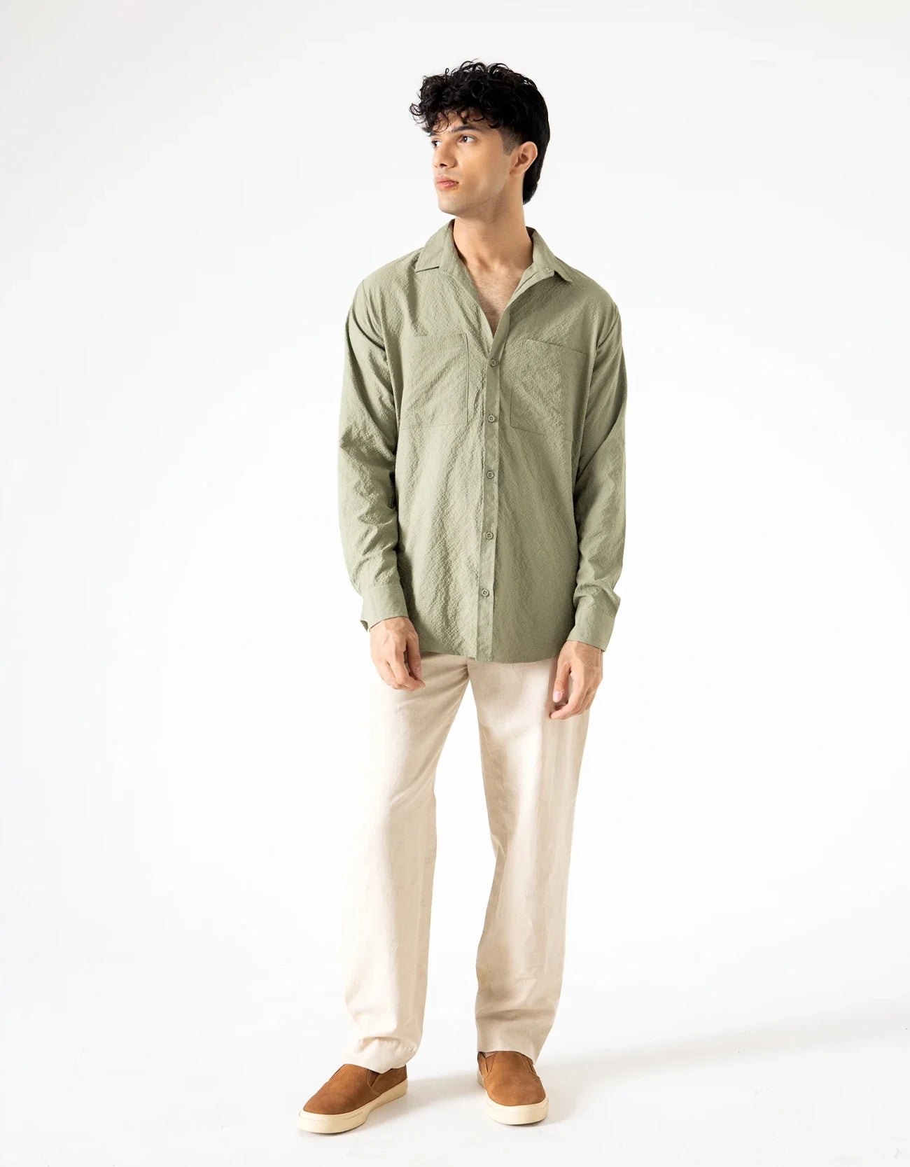 DOUBLE PATCH POCKET TEXTURED SHIRT