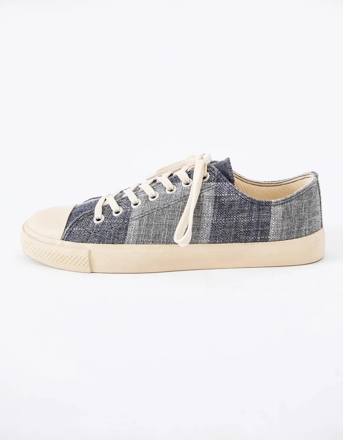 CHECK JUTE LACE-UP SNEAKERS