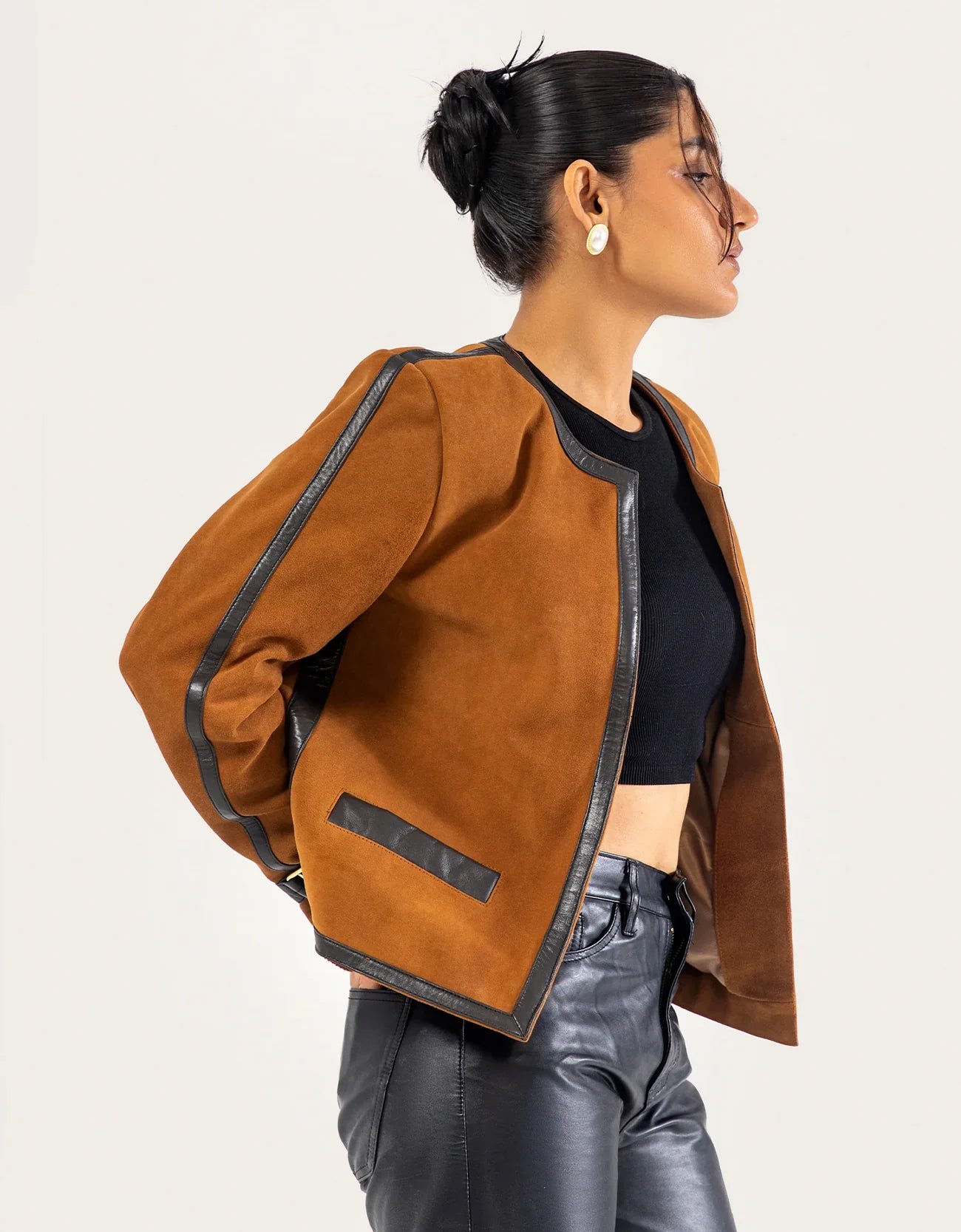 CROPPED SUEDE LEATHER JACKET